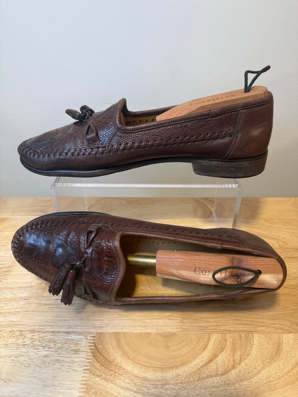 Zelli Made in Italy Brown Leather Slip On Loafers w Tassels Size 8.5 M JL